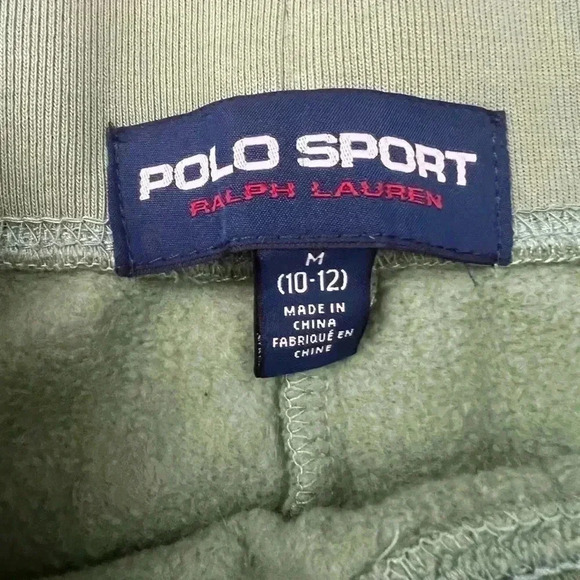 Polo Sport Ralph Lauren kids Olive Green Logo Fleece Jogger Pants Sz M (10-12) - Picture 4 of 6